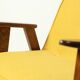 Vintage armchair plush yellow velvet soft dark wood 1962 design by Chierowski