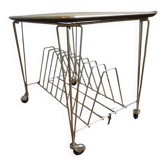 Rolling table for magazines or vinyl records.