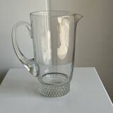 Carafe à anse en verre belle matière pied motifs billes de verre H21