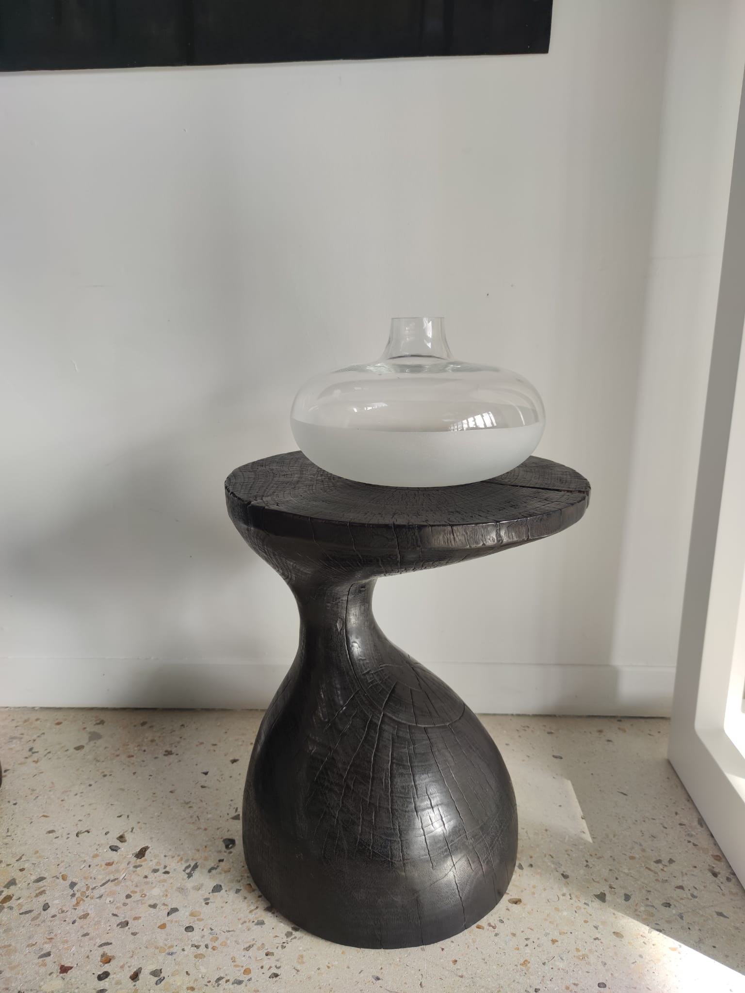 Sofa end in solid wood monoxyl organic shape black color