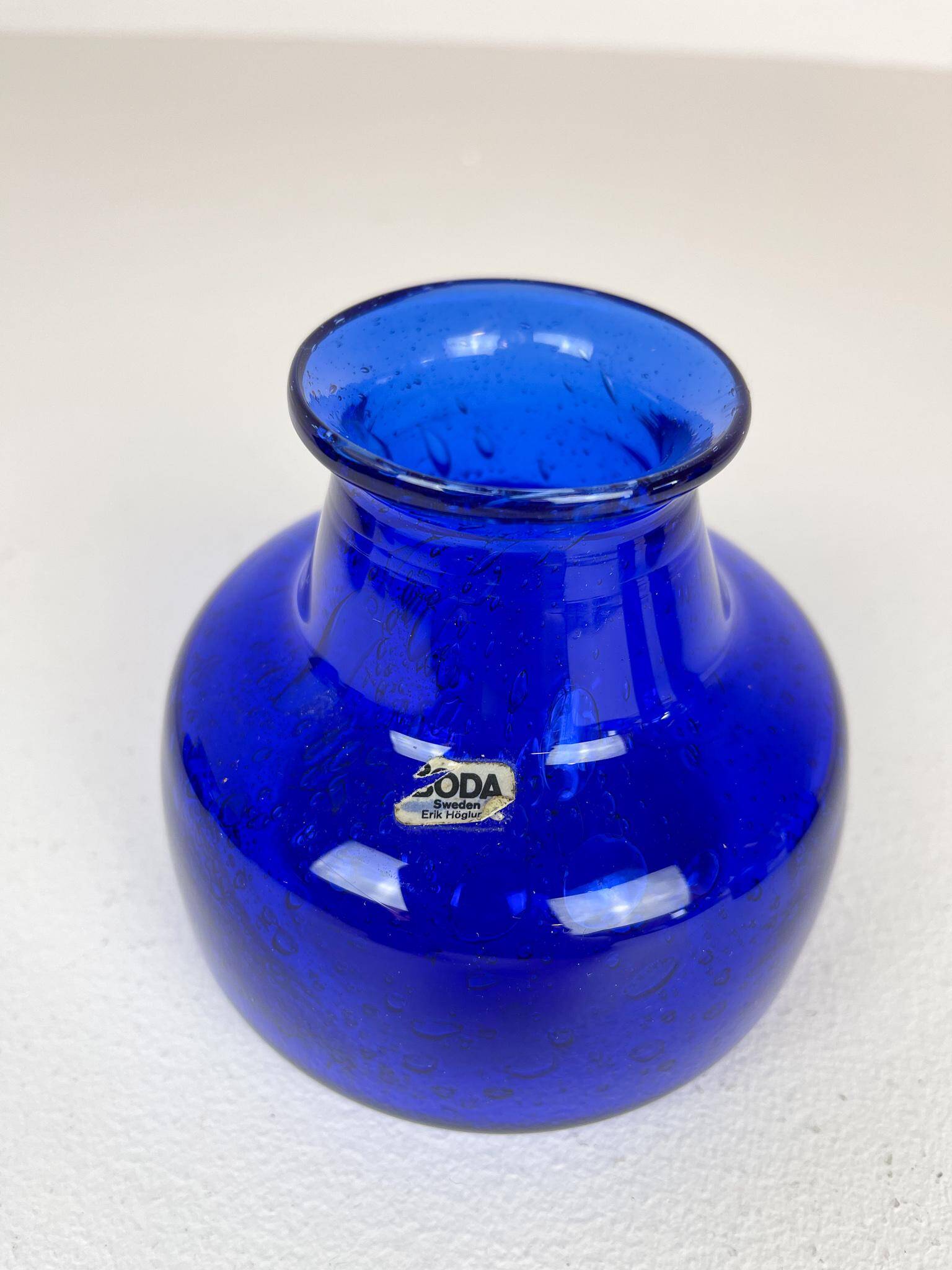 Midcentury Collection of Five Blue Vases by Erik Hoglund, Sweden, 1960s