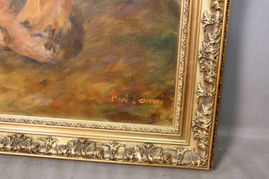 Oil on canvas "Dog resting" framed and signed