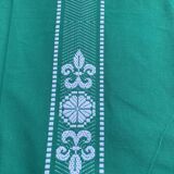 Artiga tablecloth and 6 napkins, Basque linen, green with white embroidery
