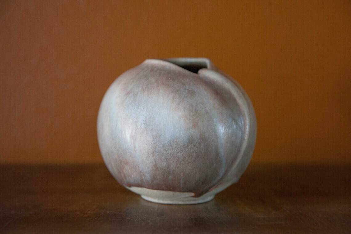 Small vintage ball vase, ceramic vase, interior decoration, pottery