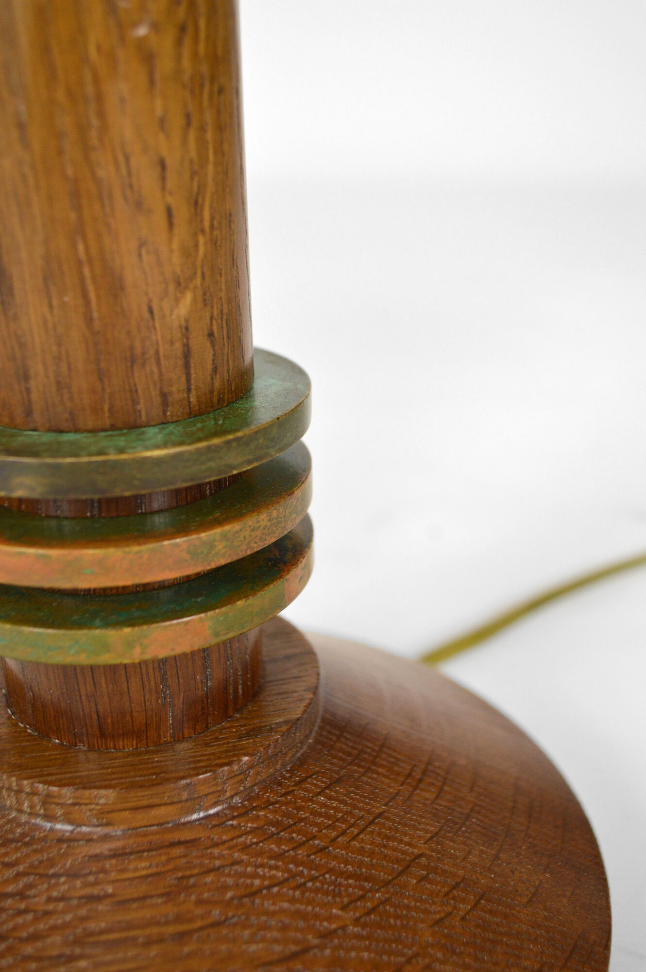 Pair of art deco lamps in wood and patinated bronze around 1930