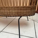 Vintage rattan and metal bar, 60s