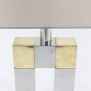 Pied de lampe géométrique en métal argenté et doré par Sandro Petti, années 1970