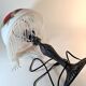 Vintage Tiffany-style fringed lamp with floral globe