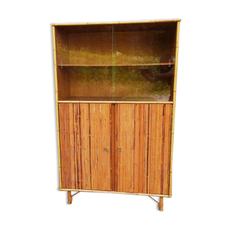 Rattan glazed bookcase