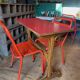 Red Formica bistro table 1950