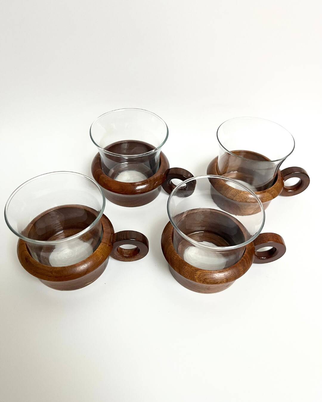 4 tasses Schott Mainz Jeanner teck & verre design 60s