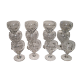 Set of 12 stemware chiseled flowers vintage 60-70 years