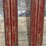 Old Pair of Vintage Blue & White Wooden Skis Mountain Chalet Decor - 218 cm