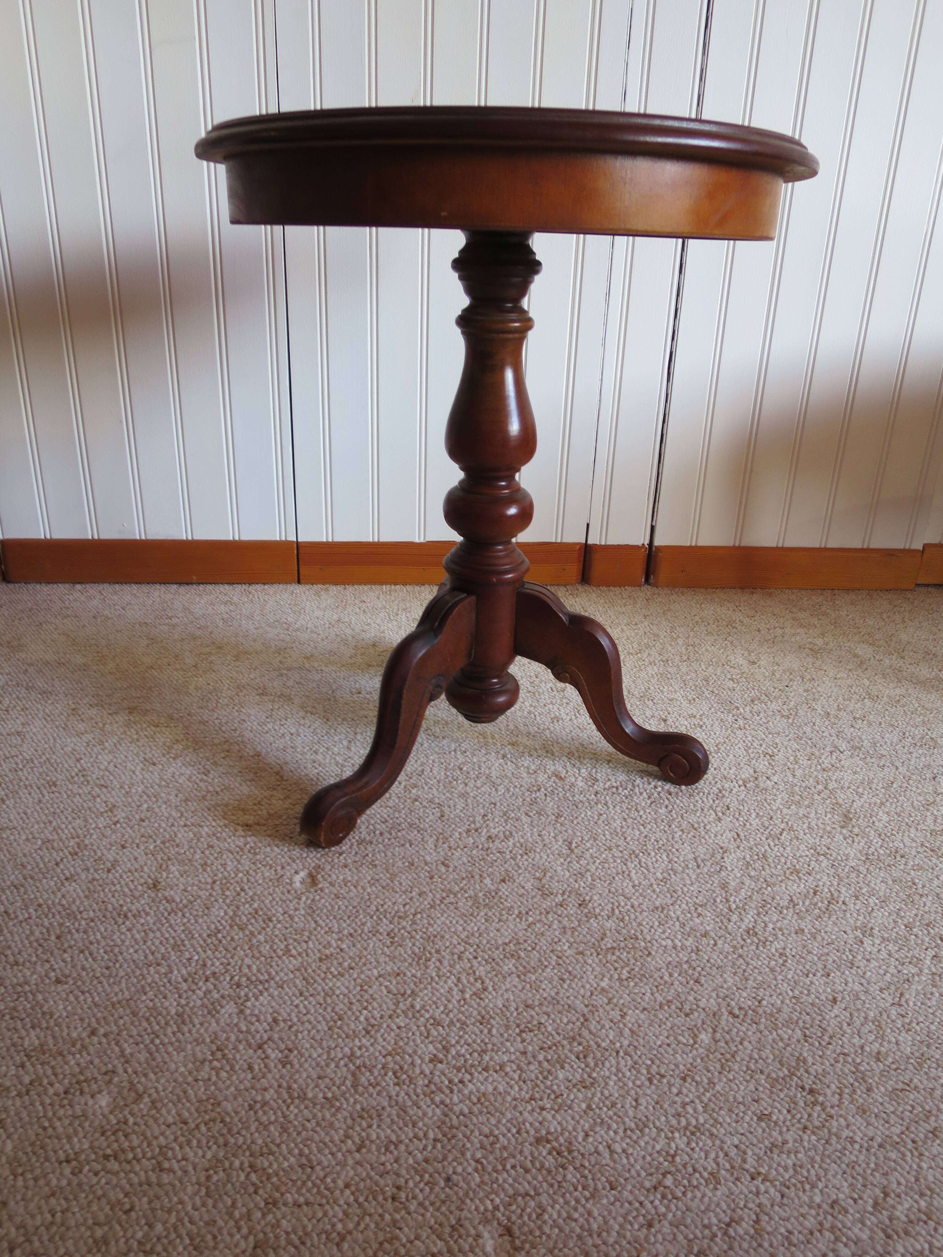 Side table - Tripod pedestal table - marquetry - Louis Philippe - mahogany stain