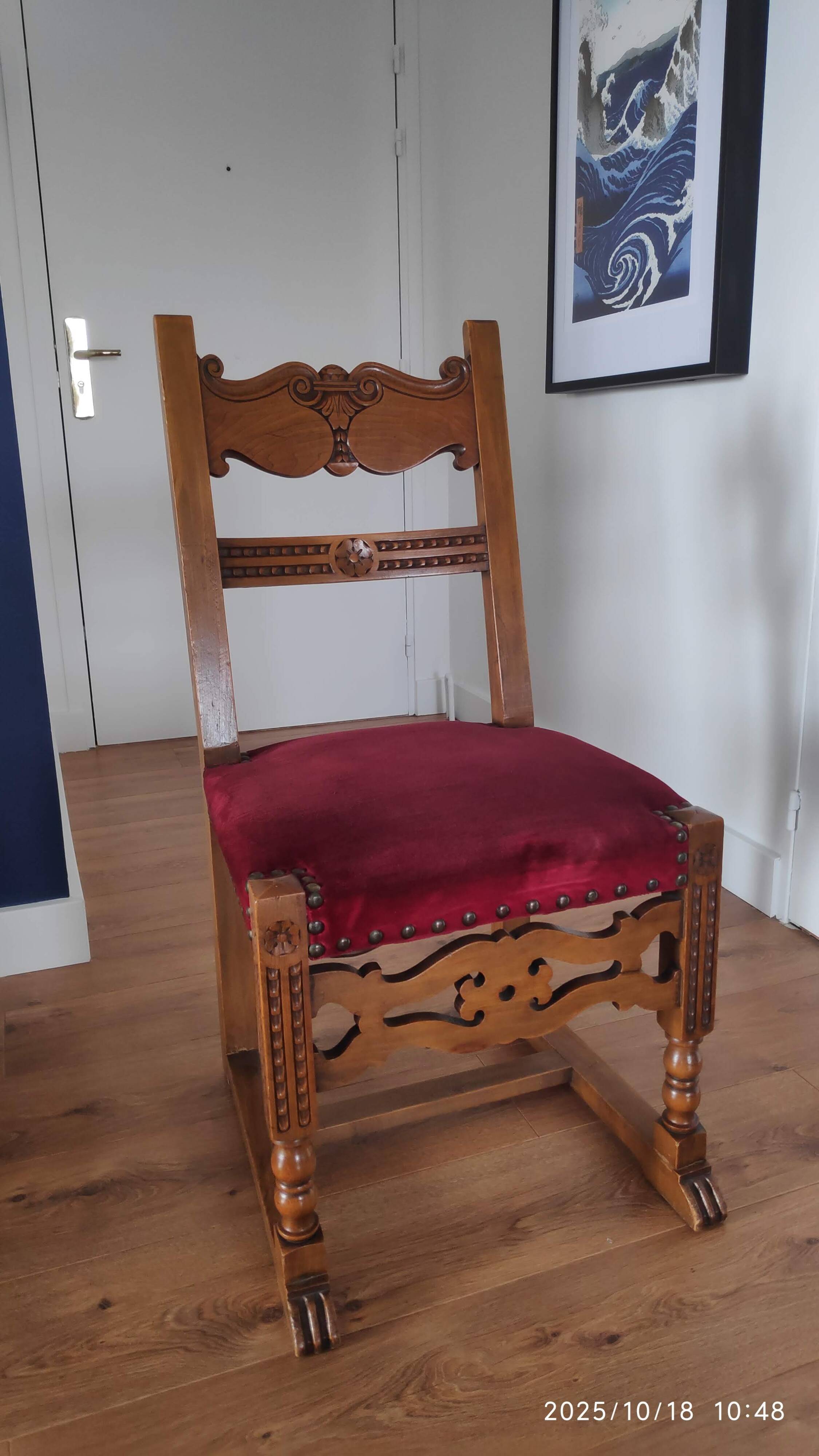 Set of 6 Louis XIII / Renaissance style chairs - carved solid oak