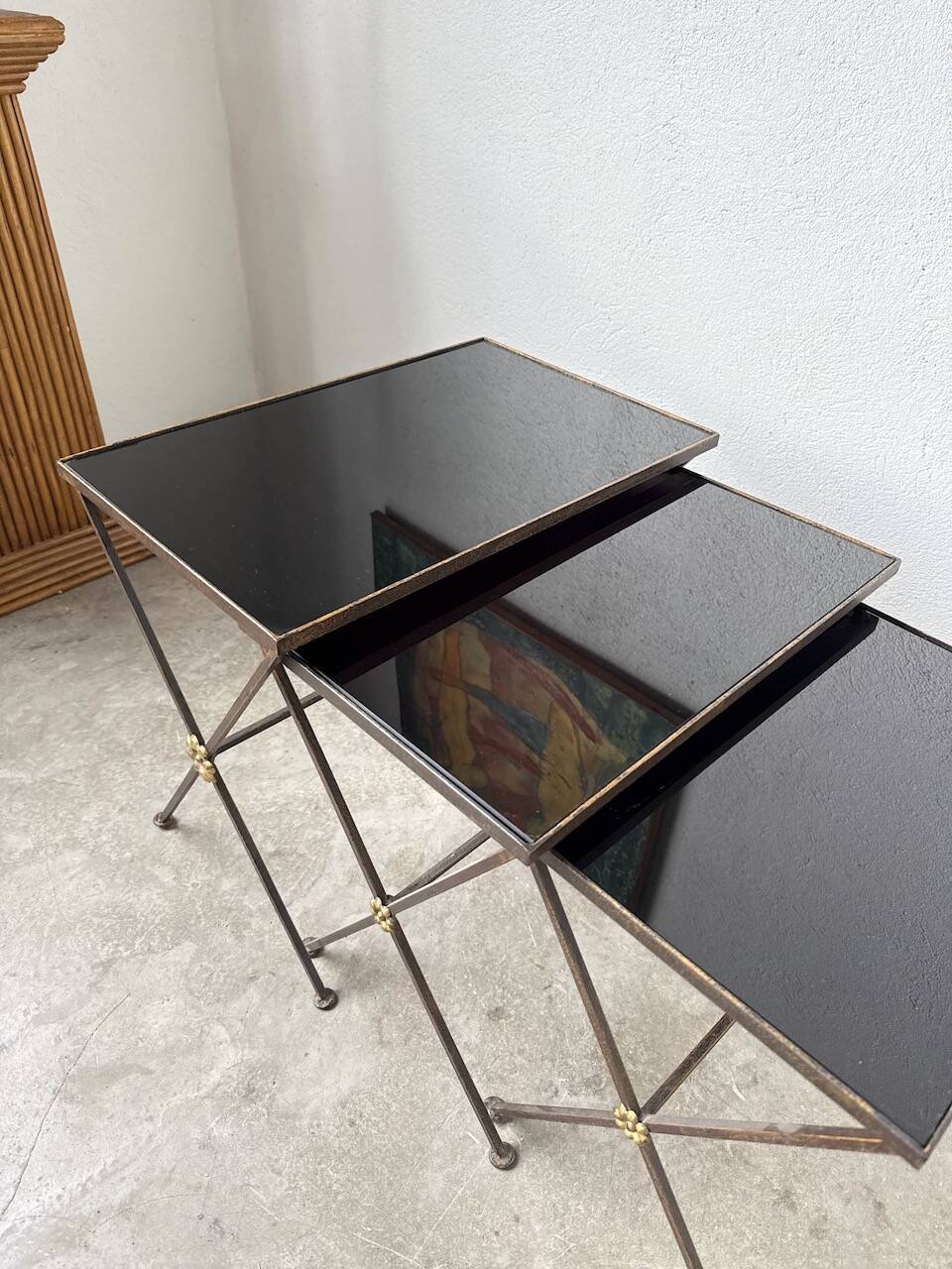 Adnet 1950s nesting tables trio