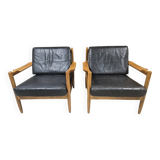 Pair of 1970s leather armchairs