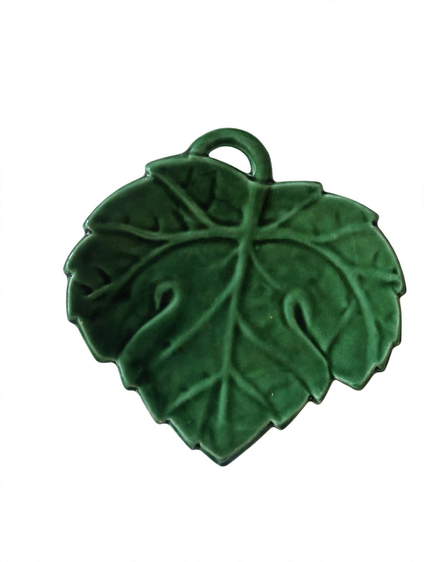 Vine leaf catch-all in Vallauris barbotine Lunetta.