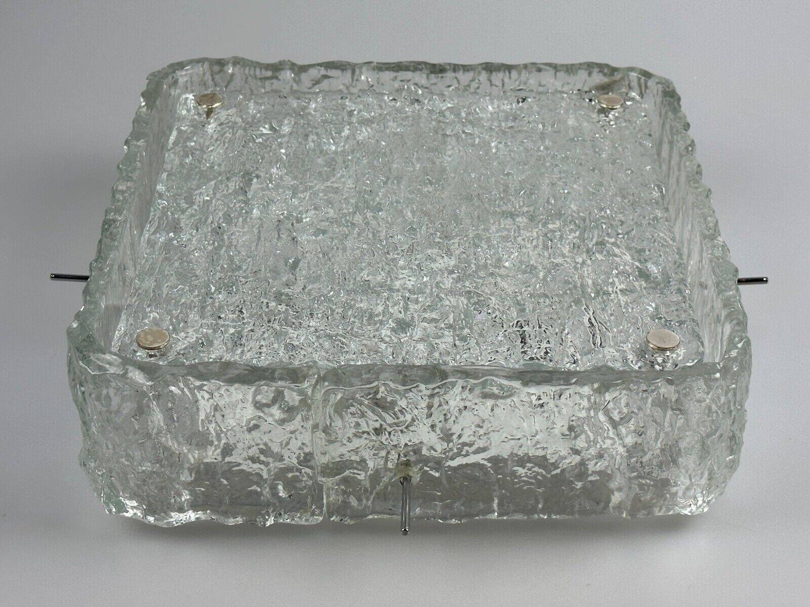 60s 70s ice glass flush mount ceiling lamp by Kaiser Leuchten Germany