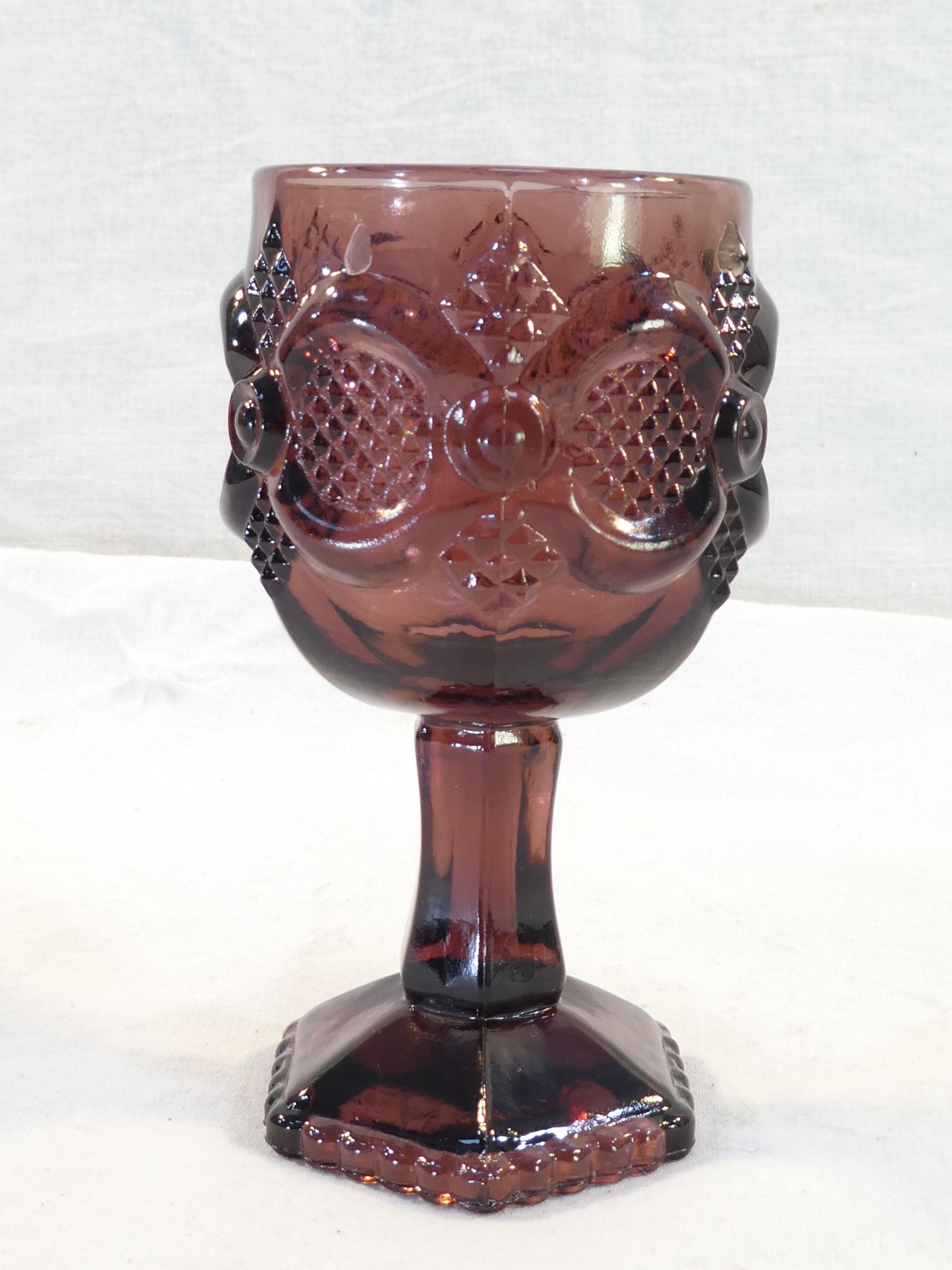 Advertising glass AVON purple decor in vintage relief