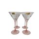 Set of 4 Luminarc Cocktail glasses with pink stems, original label from 1980.