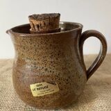 Stoneware cooler pitcher with original label “Grès Le Refuge”