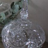 Cut glass sugar bowl on a stand