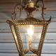 Old lantern 5 sides in bronze and engraved glasses of louis xvi style in working order