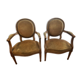 2 beech medallions armchairs