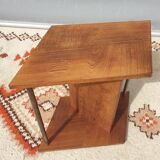 Modernist side table Art Deco Walnut and chromed steel