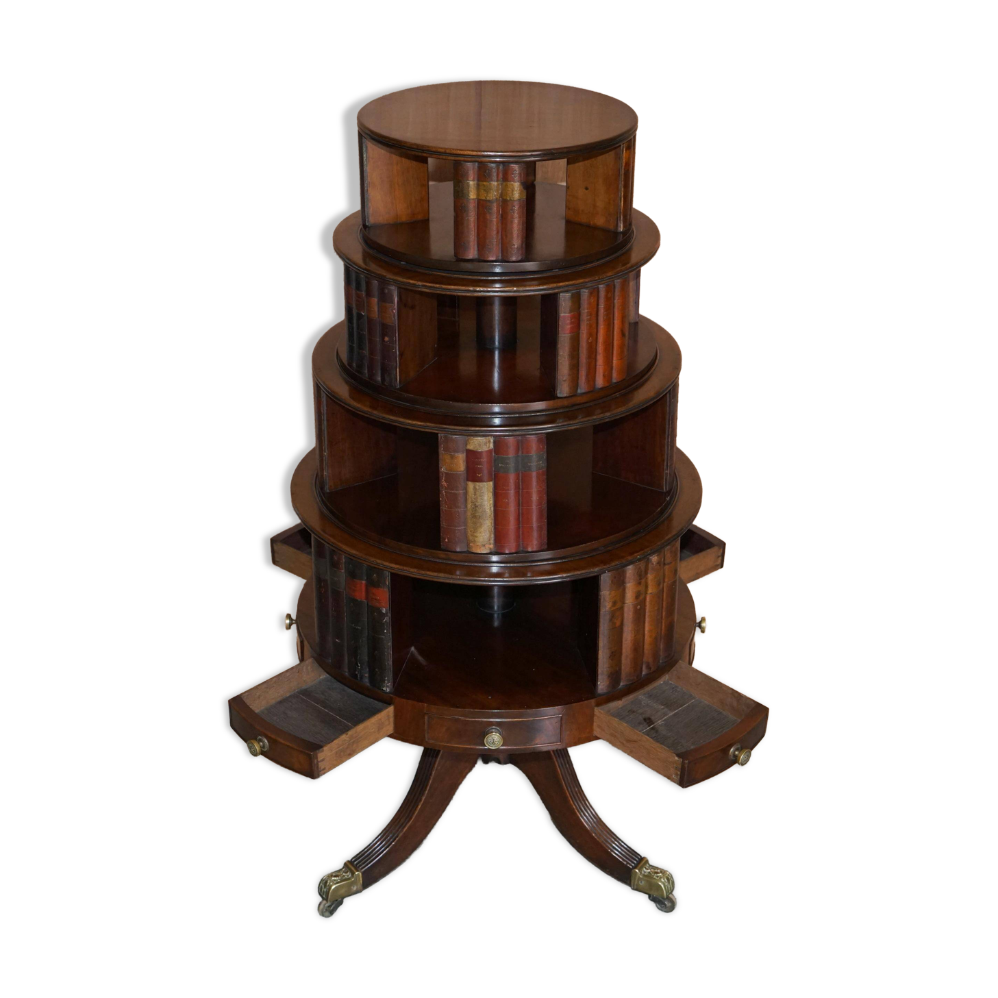 Restored hardwood revolving library circa 1810 Regency