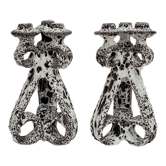 Paire de chandeliers candélabre à trois feux par Marius Giuge céramique émaillée Vallauris 1950