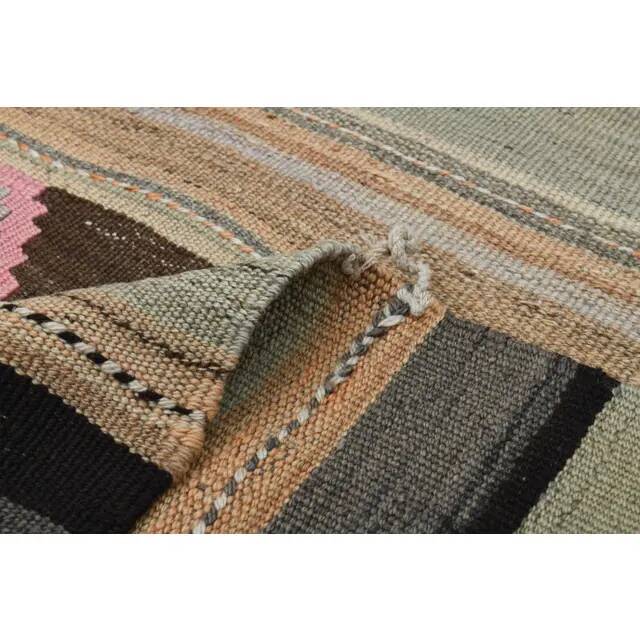 1970s Vintage Turkish Oushak Handmade  Tan Runner Rug  140x322