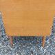Vintage chest of drawers in light oak and rattan with tapered legs, 3 drawers from the 1950s.