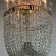 Important lustre sac de perle en cristal taillé navette, vers 1800