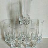 Six vintage crystal long drink juice glasses