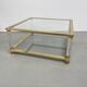 Table basse lucite, laiton et verre années 70