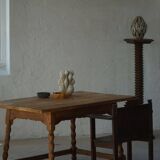 Modern French rectangular dining table in solid pine, handmade, 1900s.