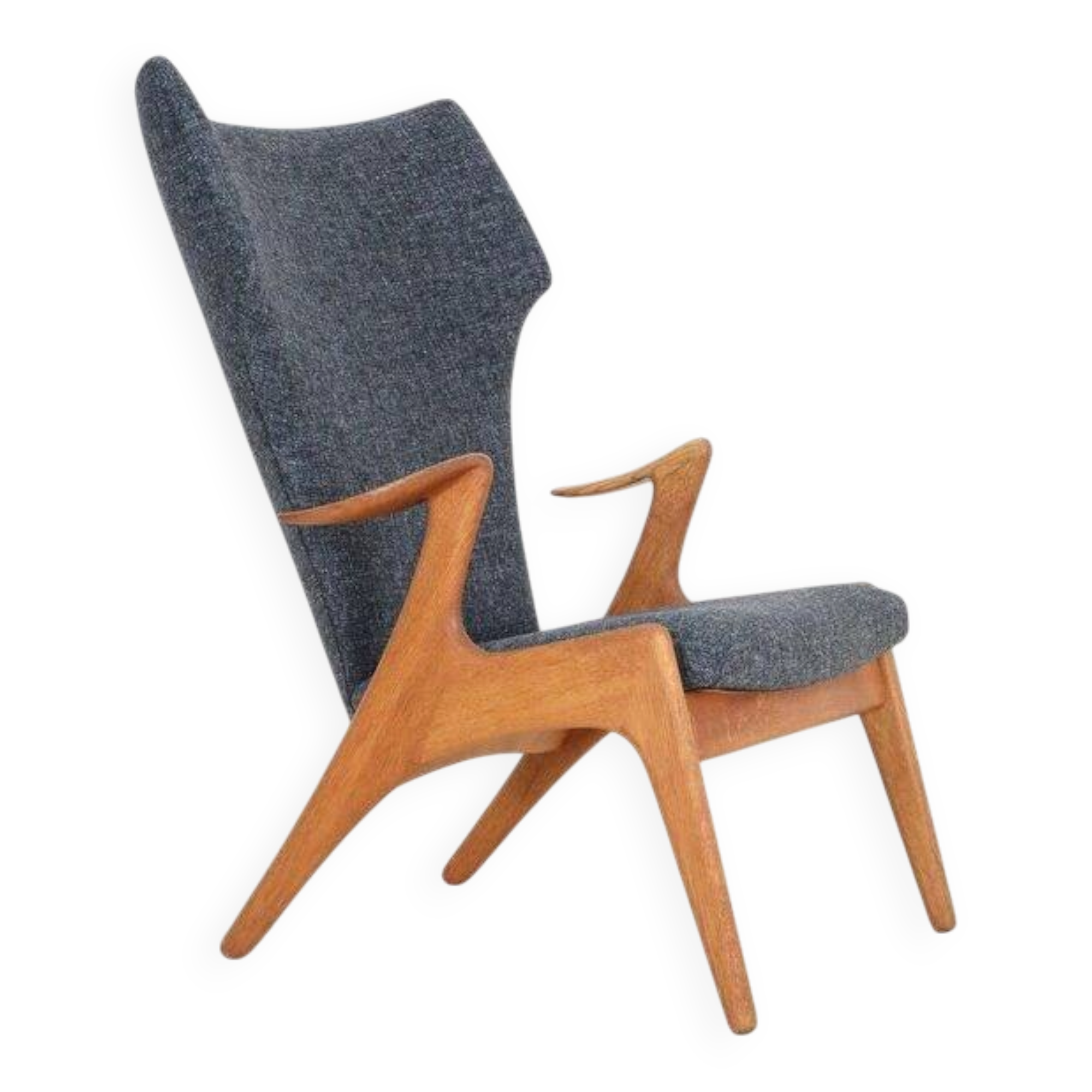 Fully restored Kurt Østervig / Rolschau Møbler “Wing Chair” armchair, mid-century Danish modern design, 1950s/1960s