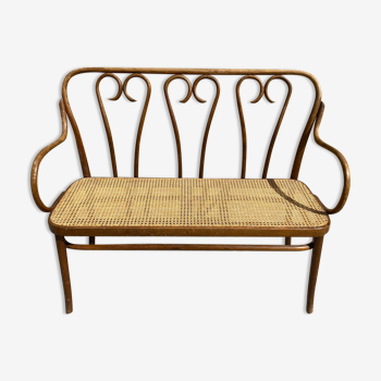 Curved wood bistro bench