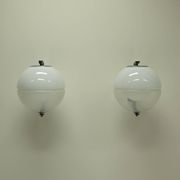 Set of 2 rare large globe wall lamps, 1960s Italy.