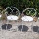 Salon de jardin 1 table 2 chaises 2 fauteuils en fer forgé ancien blanc
