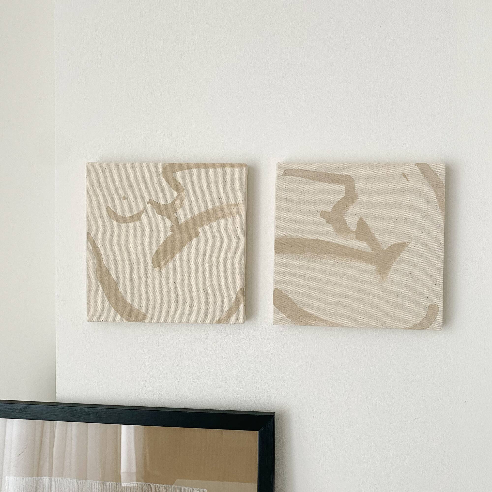 Set of abstract painting on canvas, 20x20cm