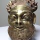 Small gilded bronze Oba mask from Bamoun, Cameroon, vintage Africa