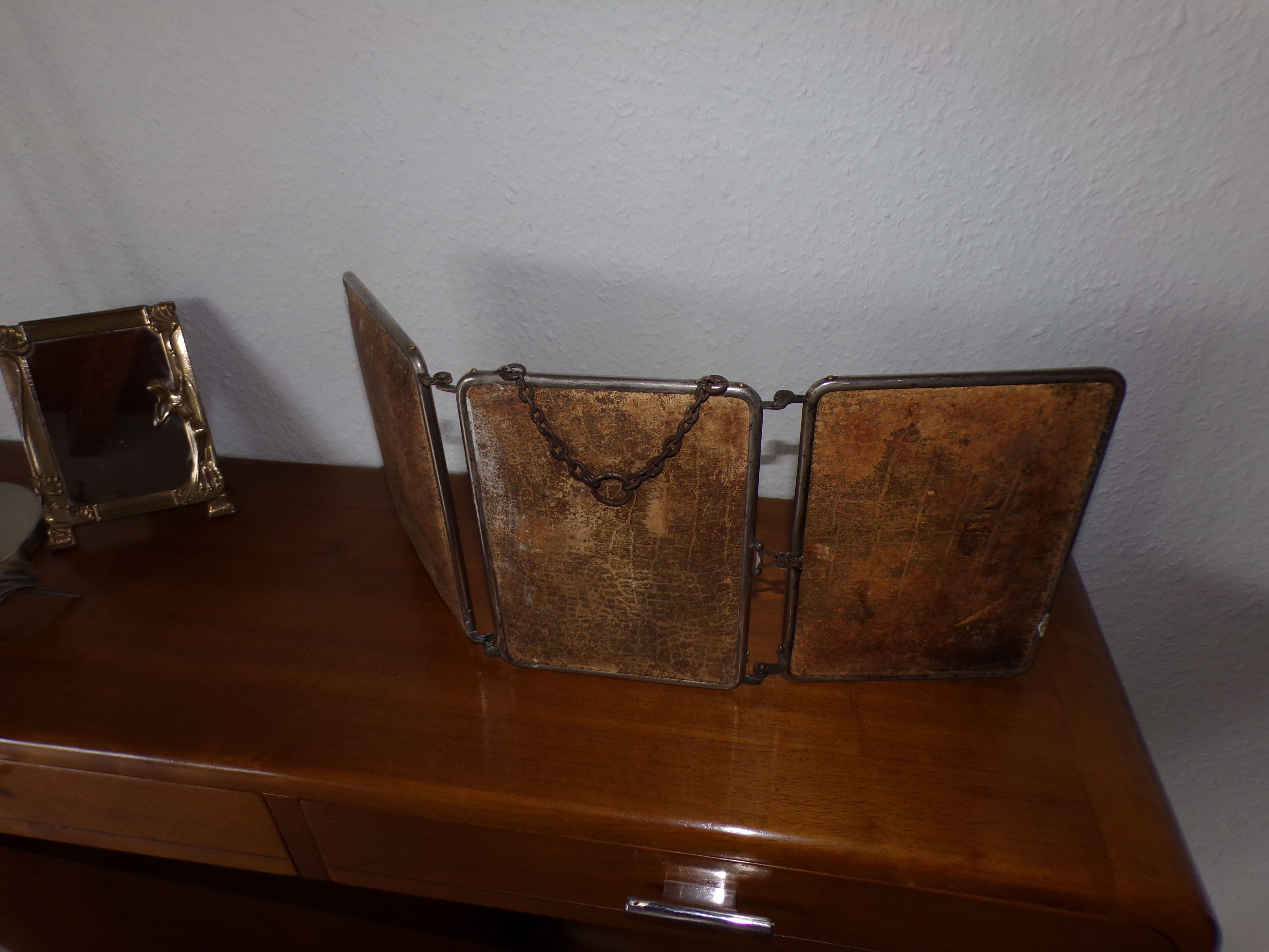 Old tryptic barber mirror