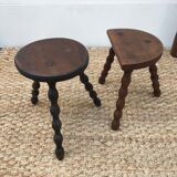Pair of brutalist tripod stools