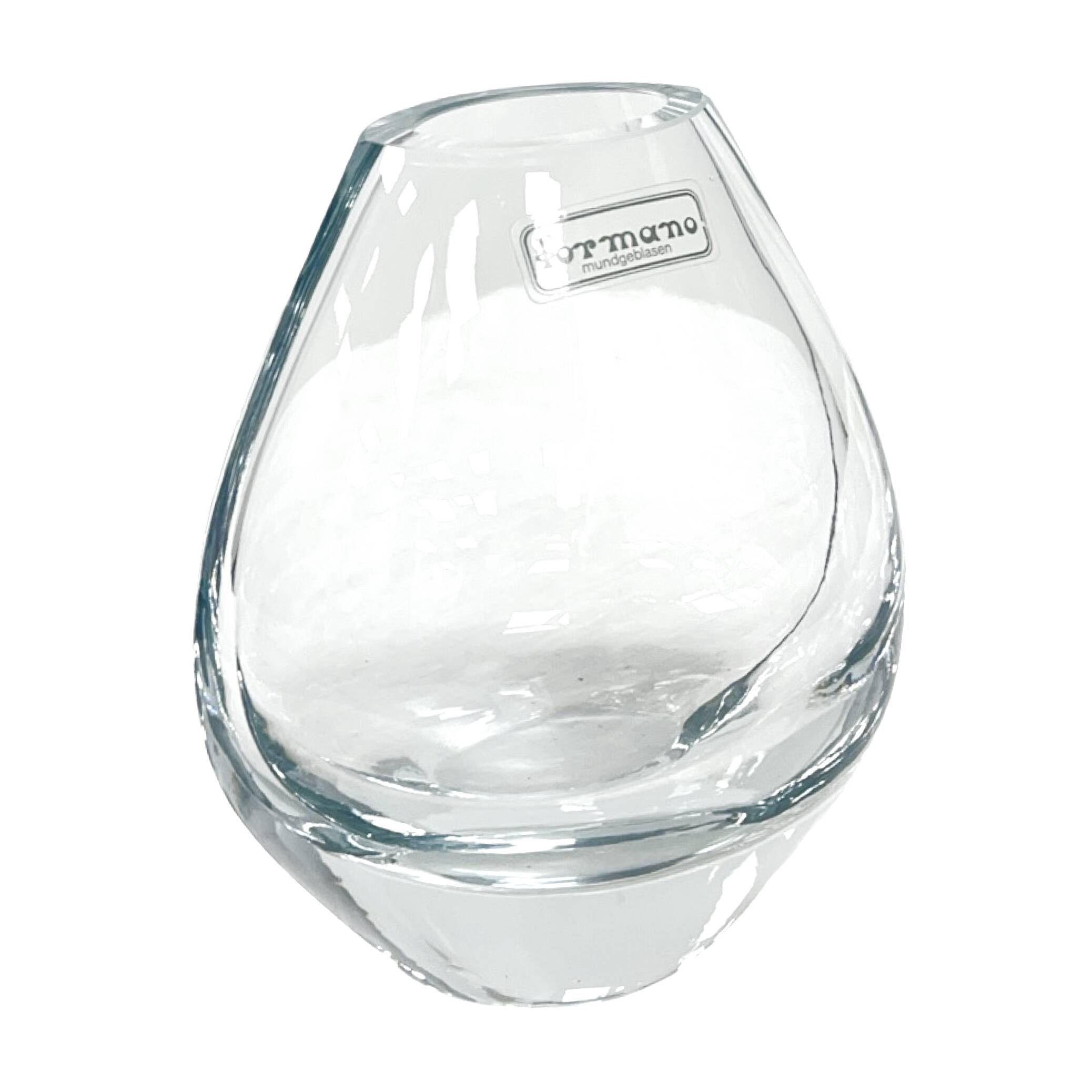 Hand-formed glass vase, minimalist design, Formano Germany, 1980s.