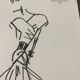 Illustration of fine press fashion Christian Dior from the 80s