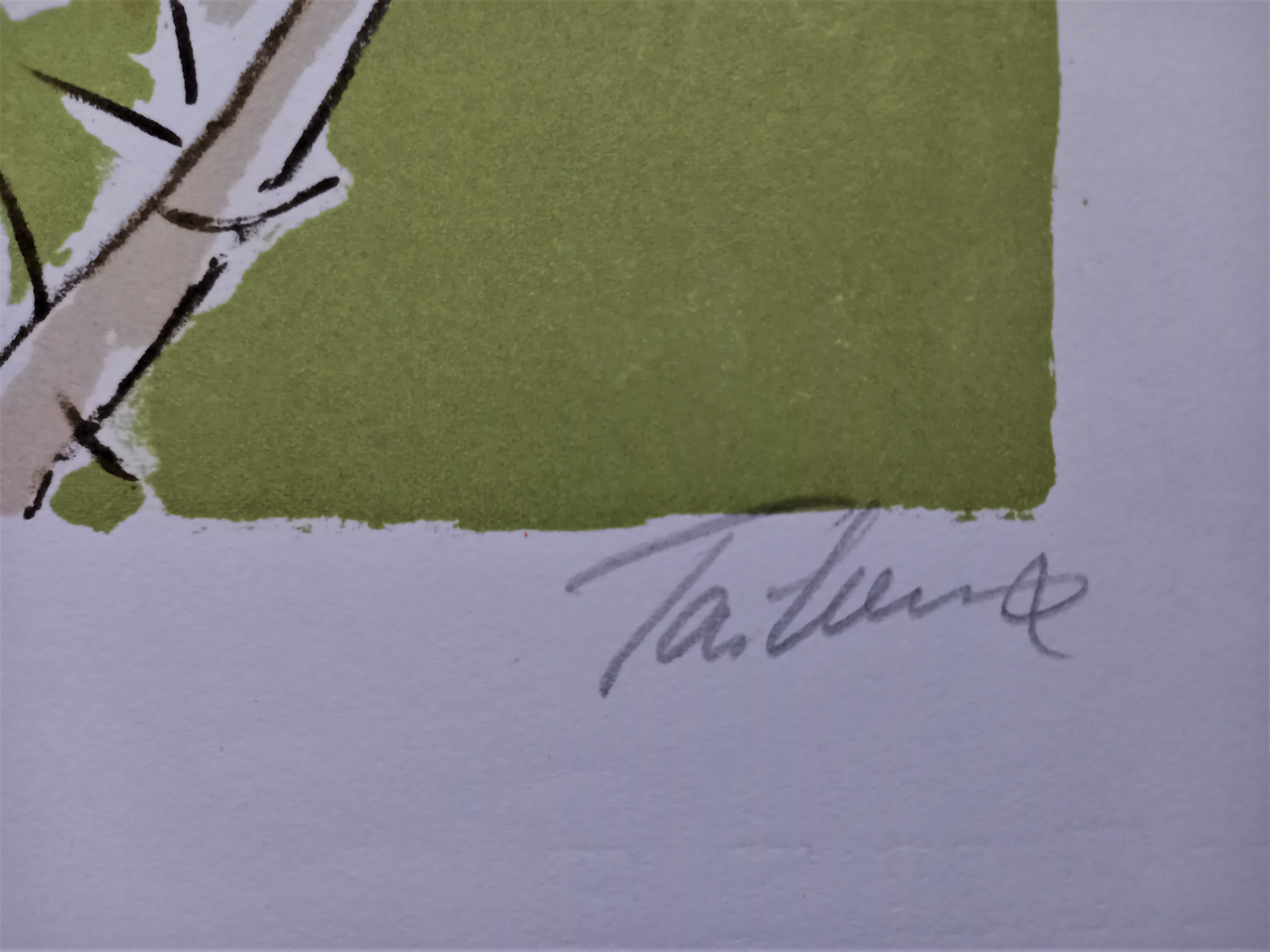 Lithograph by Francis Tailleux, Poppy, 1970s