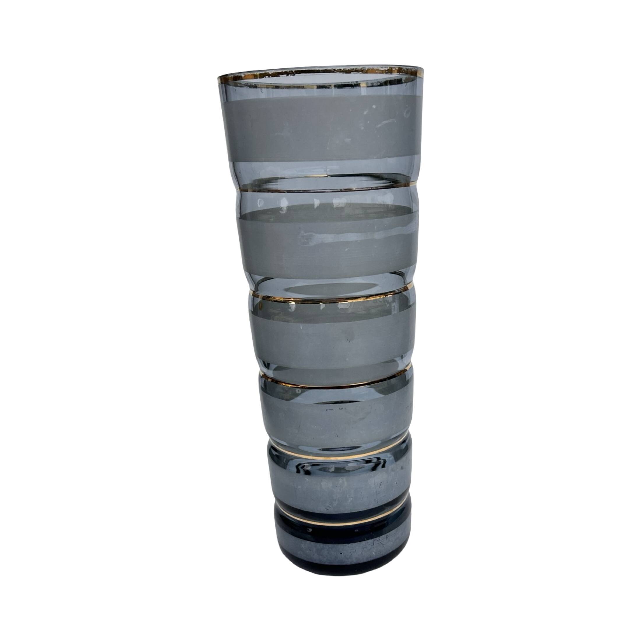 Smoked glass vase with gold stripe decoration, 1960s/1970s.